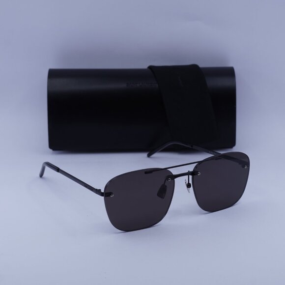 Saint Laurent SL309 RIMLESS 001 Aviator Sunglasses - Black - Picture 9 of 12